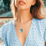 Crystal Heart Pendant Necklace Valentines Day Gift for Wife Girlfriend Women Kids
