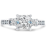 Solid 925 Sterling Silver Highest Quality CZ Cubic Zirconia 3 Three Stone Engagement Ring Wedding Ring - Princess Cut Solitaire with Round Side Stones (1.75cttw., 1.5ct. Center)