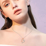 Sterling Silver Rose Flower Pendant Necklace for Women Valentines Day Gift