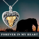 925 Sterling Silver Heart Urn Necklaces Elephant Necklace Always in My Heart Cremation Keepsake Necklace for Ashes