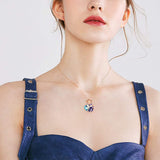 925 Sterling Silver Rose and Heart Necklace Valentines Day Gifts for Women Crystal Pendant Necklace
