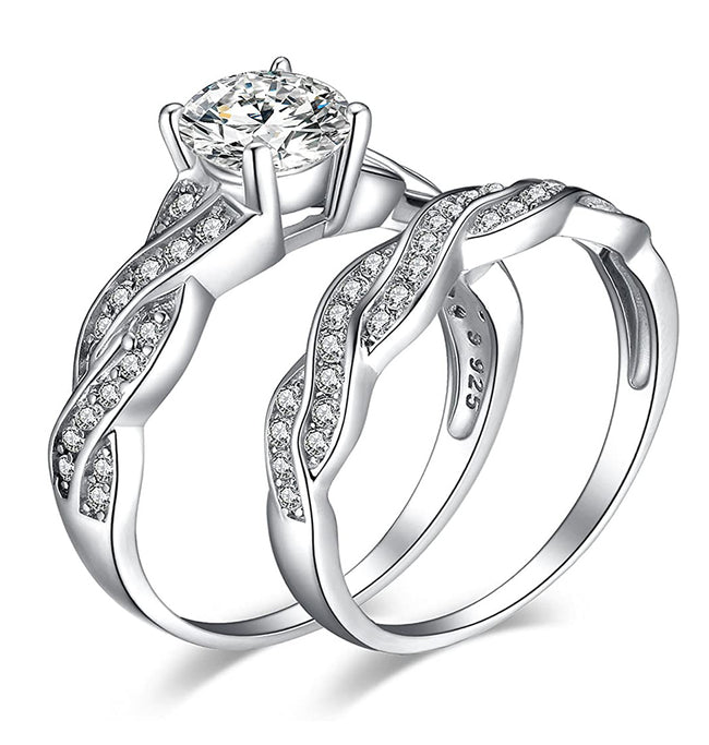 Wedding Rings Engagement Rings For Women Anniversary Promise Ring Bridal Sets 1.5ct X Infinity White CZ Ring
