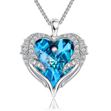 Crystal Heart Pendant Necklace Valentines Day Gift for Wife Girlfriend Women Kids