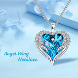 Crystal Heart Pendant Necklace Valentines Day Gift for Wife Girlfriend Women Kids