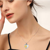 925 Sterling Silver Urn Necklace for Ashes Sunflower Heart-shaped Cremation Jewelry