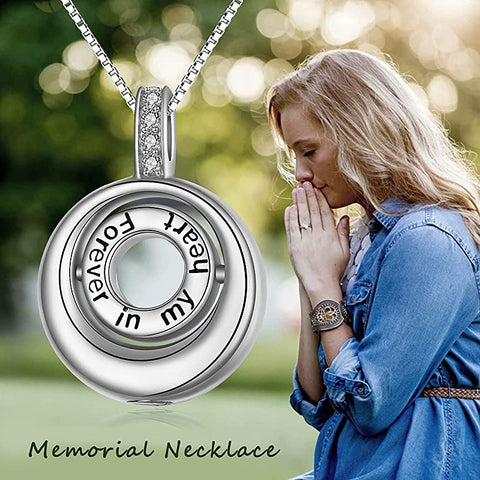 Sterling Silver Created Opal Urn Necklace for Ashes