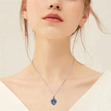 Sterling Silver Rose Flower Cremation Necklace For Ashes, Red/Blue Crystal Urn Necklace For Ashes For Women Memorial Jewelry