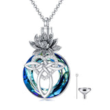 12 Birth Month Flower Cremation Jewelry for Ashes Celtic Knot Heart Ashes Memorial Keepsake Urn Necklace Circle Crystal