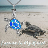 Sea Turtle Cremation Jewelry for Ashes Sterling Silver Urn Necklace Opal Abalone Shell Turtle Keepsake Memorial Necklace