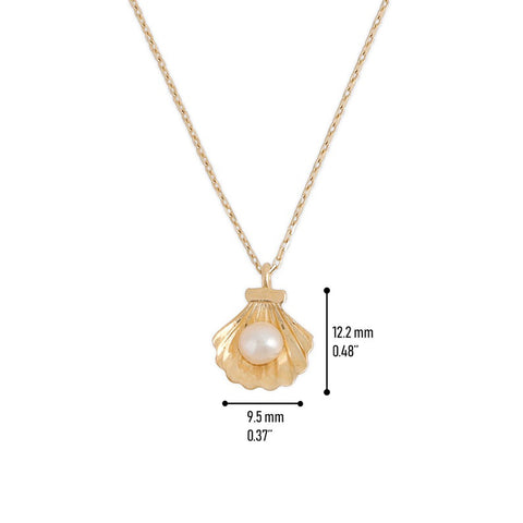 14K Gold Pearl SeaShell Pendant Necklace