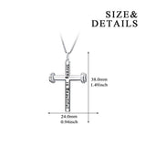 Sterling Silver"Strong Is Beautiful" Engraved Dumbbell Barbell Gym Buff Pendant Necklace 18"