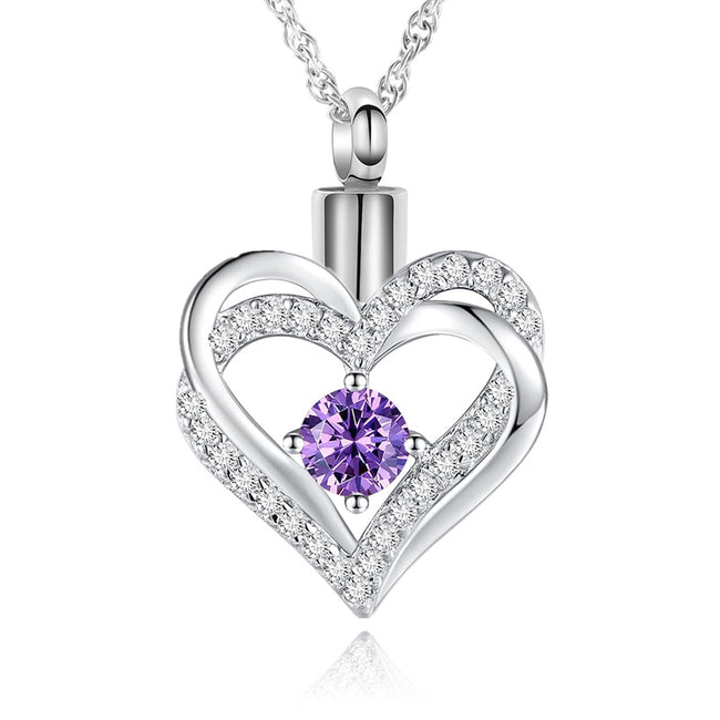 Cremation Jewelry Heart Urn Necklace for Ashes for Women Gilrs Memorial Keepsake Birthstone Pendant