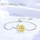 925 Silver Sunflower Bracelet Daisy Flower Jewelry Gift for Women Mom flower bracelet Romanticwork Jewelry 