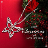 925 Sterling Silver Celtic Jewelry Two-Tone Irish Knot Pendant Butterfly Heart Necklace Good Luck Gift for Ladies Women Animal necklace MANBU 