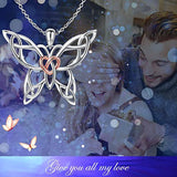 925 Sterling Silver Celtic Jewelry Two-Tone Irish Knot Pendant Butterfly Heart Necklace Good Luck Gift for Ladies Women Animal necklace MANBU 