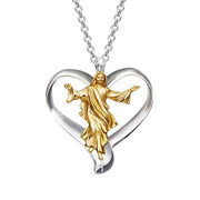 925 sterling silver Cross Jesus Heart Pendant Women Jewelry Pendant Necklace Silver Chain cross necklace enjoy life creative 