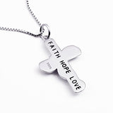 925 Sterling Silver Cubic Zirconia Faith Hope Love Cross Pendant Necklace for Women Girls Christian Birthday Easter Gifts Geometric necklace FLYOW 