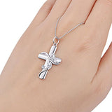 925 Sterling Silver Cubic Zirconia Faith Hope Love Cross Pendant Necklace for Women Girls Christian Birthday Easter Gifts Geometric necklace FLYOW 