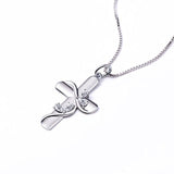 925 Sterling Silver Cubic Zirconia Faith Hope Love Cross Pendant Necklace for Women Girls Christian Birthday Easter Gifts Geometric necklace FLYOW 