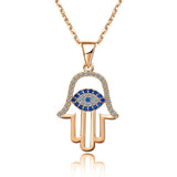 925 Sterling Silver Evil Eye Hamsa White Blue Cz Womens Pendant Necklace Evil Eys necklace enjoy life creative Rose gold 