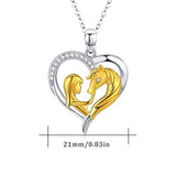 925 Sterling Silver Girl & Horse Necklace Cute Animal Love Heart Pendant Jewelry Gifts for Women Sterling Silver Necklace JUSTKIDSTOY 