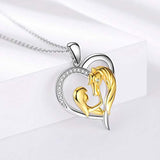 925 Sterling Silver Girl & Horse Necklace Cute Animal Love Heart Pendant Jewelry Gifts for Women Sterling Silver Necklace JUSTKIDSTOY 
