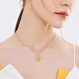 925 Sterling Silver Girl & Horse Necklace Cute Animal Love Heart Pendant Jewelry Gifts for Women Sterling Silver Necklace JUSTKIDSTOY 