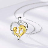 925 Sterling Silver Girl & Horse Necklace Cute Animal Love Heart Pendant Jewelry Gifts for Women Sterling Silver Necklace JUSTKIDSTOY 