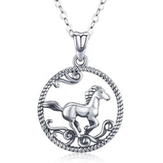 925 Sterling Silver Horse Necklace Cubic Zirconia Animal Love Heart Pendant Necklace Gifts for Women with Gifts Box Animal necklace enjoy life creative 