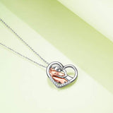 925 Sterling Silver Horse with Girl Heart Pendant Necklace for Girls, Teens, Women, Daughter, Girlfriend Sterling Silver Necklace enjoy life creative 