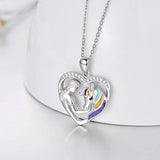 925 Sterling Silver Horse with Girl Heart Pendant Necklace for Girls, Teens, Women, Daughter, Girlfriend Sterling Silver Necklace enjoy life creative 