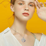 925 Sterling Silver Horse with Girl Heart Pendant Necklace for Girls, Teens, Women, Daughter, Girlfriend Sterling Silver Necklace enjoy life creative 
