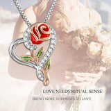 Rose Necklace Flower Pendant Necklace 925 Silver Valentine's Day Gift