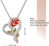 Rose Necklace Flower Pendant Necklace 925 Silver Valentine's Day Gift