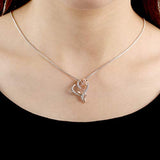 925 Sterling Silver Love You More Than Love Rose Crystals Pendant Necklace, Valentine's Day, Christmas Gift for Women Mom Daughter Wife Sterling Silver Necklace SNZM 