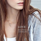 925 Sterling Silver Love You More Than Love Rose Crystals Pendant Necklace, Valentine's Day, Christmas Gift for Women Mom Daughter Wife Sterling Silver Necklace SNZM 