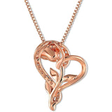 Rose Necklace Flower Pendant Necklace 925 Silver Valentine's Day Gift
