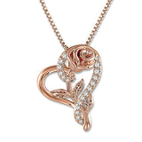 Rose Necklace Flower Pendant Necklace 925 Silver Valentine's Day Gift