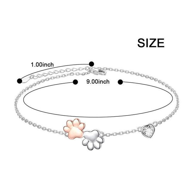 925 Sterling Silver Paw and Heart Anklet Cats Anklet for Women Girls Best Gifts Elegant Sexy Beach Casual Ankle Bracelet Jewelry stock romanticwork 