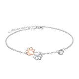 925 Sterling Silver Paw and Heart Anklet Cats Anklet for Women Girls Best Gifts Elegant Sexy Beach Casual Ankle Bracelet Jewelry stock romanticwork paw anklet 