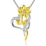 925 Sterling Silver Sunflower Necklace Bee Earrings You Are My Sunshine Daisy Flower Pendant Jewelry for Women animal necklace LONAGO 14H-Love Heart Necklace 