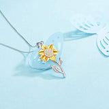 925 Sterling Silver Sunflower Necklace Bee Earrings You Are My Sunshine Daisy Flower Pendant Jewelry for Women animal necklace LONAGO 