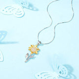925 Sterling Silver Sunflower Necklace Bee Earrings You Are My Sunshine Daisy Flower Pendant Jewelry for Women animal necklace LONAGO 
