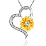 925 Sterling Silver Sunflower Necklace Bee Earrings You Are My Sunshine Daisy Flower Pendant Jewelry for Women animal necklace LONAGO Sunflower Heart 