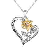 925 Sterling Silver Sunflower Necklace Bee Earrings You Are My Sunshine Daisy Flower Pendant Jewelry for Women animal necklace LONAGO Sunflower in heart 