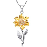 925 Sterling Silver Sunflower Necklace Bee Earrings You Are My Sunshine Daisy Flower Pendant Jewelry for Women animal necklace LONAGO Sunflower Necklace 