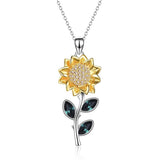 925 sterling silver Sunflower Necklace Sterling Silver Sunflower Crystal Pendant Necklace Sunflower Jewelry for Women Girls Gifts Nature Necklace enjoy life creative 