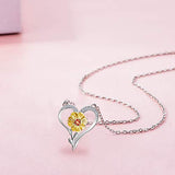 925 Sterling Silver Sunflower Necklace You are My Sunshine Pendant Necklaces with Gift Box for Women Girls Mom Wife stock Distance 