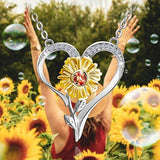 925 Sterling Silver Sunflower Necklace You are My Sunshine Pendant Necklaces with Gift Box for Women Girls Mom Wife stock Distance 