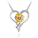925 Sterling Silver Sunflower Necklace You are My Sunshine Pendant Necklaces with Gift Box for Women Girls Mom Wife stock Distance Sunflower-Heart Necklace 3 